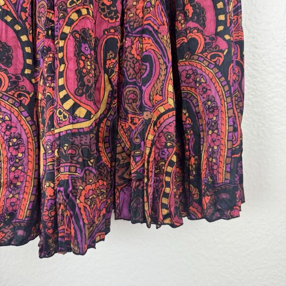 Vintage Nygard Collection Silk Floral Paisley Pleated Pull On Midi Skirt S/M - Picture 15 of 16
